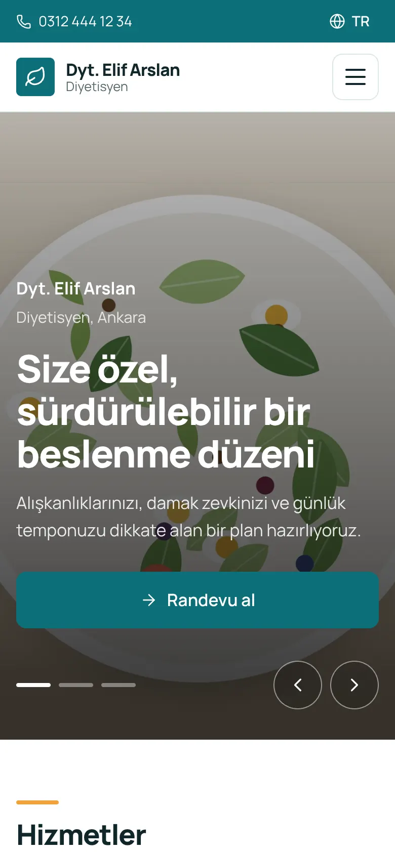 Klinik teması telefon görünümü